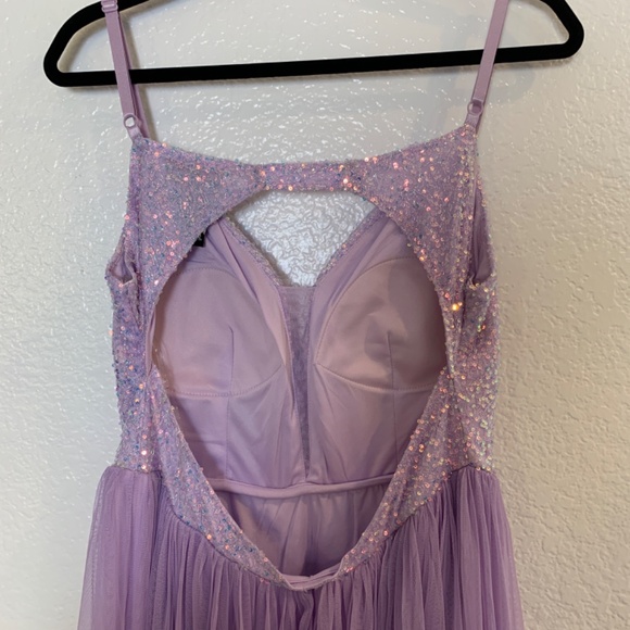 Lovely Grace Purple Sequin Gown Large Sequins Tulle Maxi Dress Lilac Lavender - Picture 9 of 16